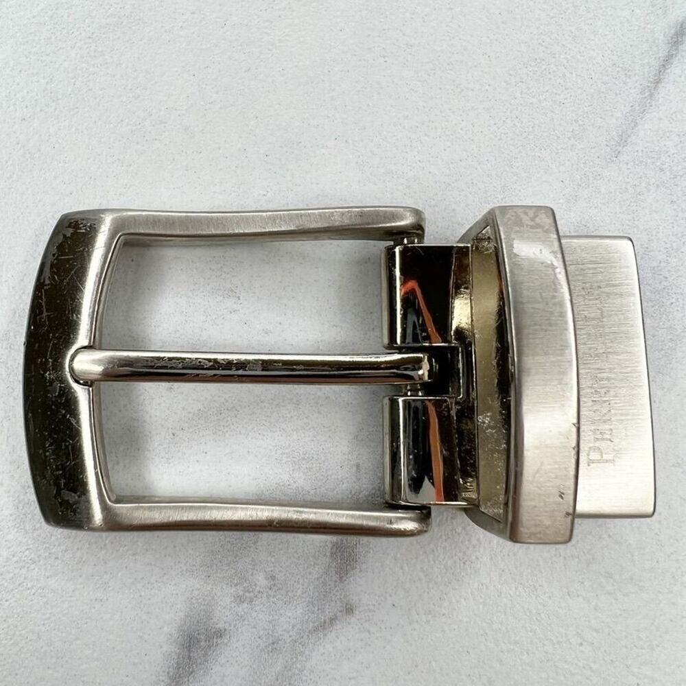 Perry Ellis Reversible Silver Tone Simple Basic Belt Buckle